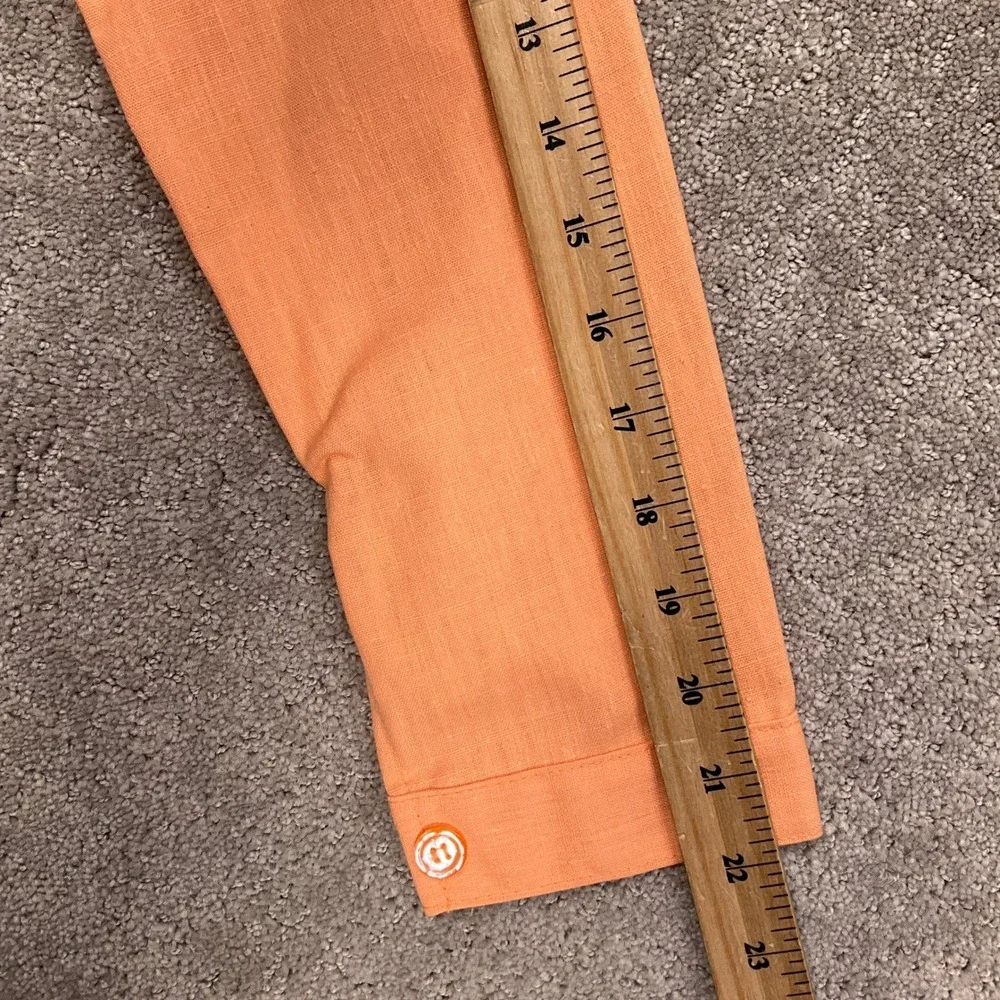 Vintage Pant Suit Women 7/8 Orange Bright Lightweight 70s Disco Summer Wide Leg‎